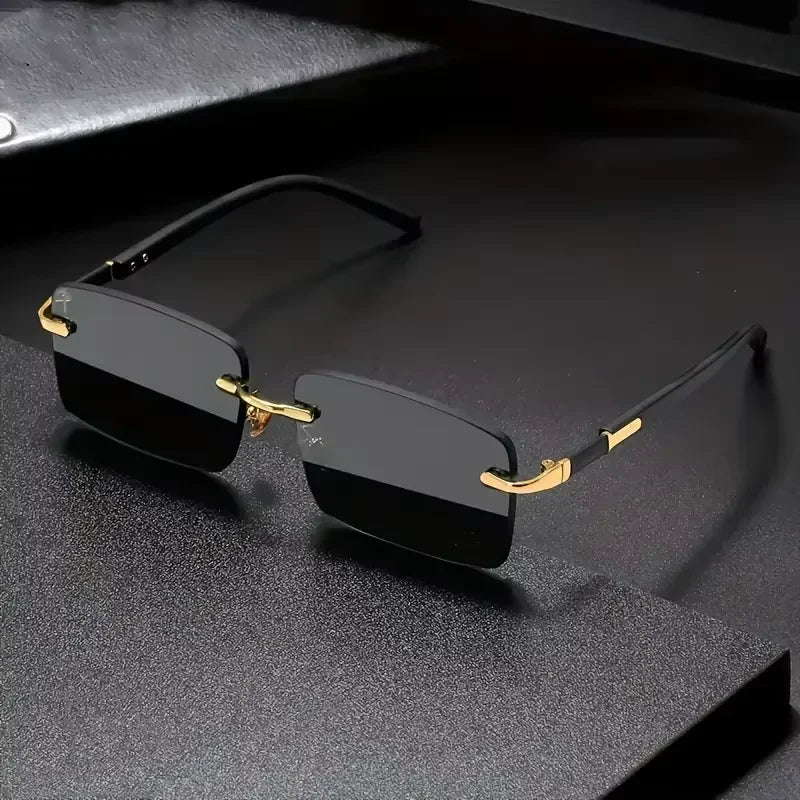 Unisex Rimless Rectangle Sunglasses - Small Square Shades Fashion 2025